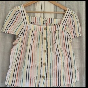 J. Crew Top Blouse Multicolor Striped Button-Down Cotton Strips Top